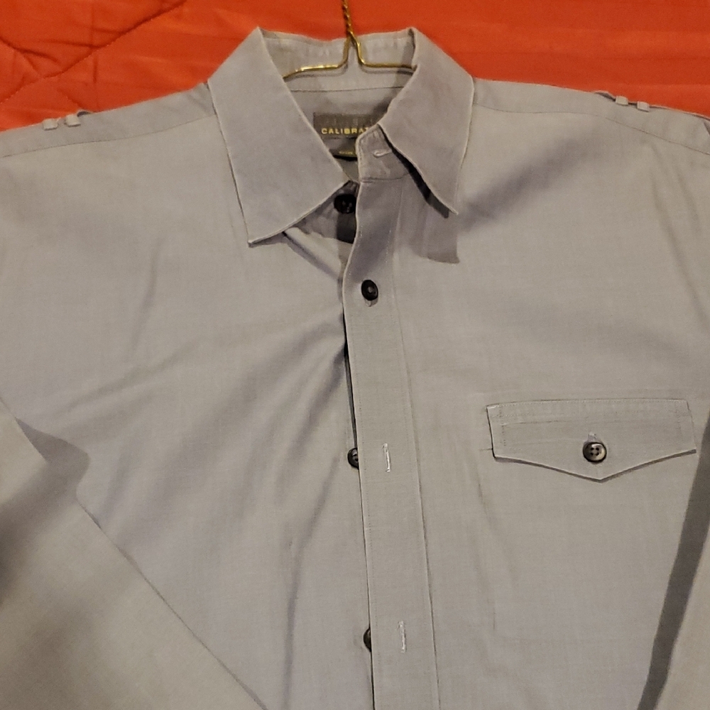 C2 by Calibrate Gray Casual Button Down Shirt